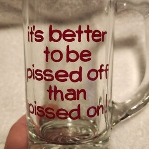 Clear Glass Mug with Dark Pink Text - Humorous Home Dining Mug
